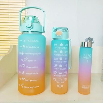 Αγορά Ανθρωποποιημένο σχεδιασμό 550/750/1000ML φορητό πλαστικό μπουκάλι νερού 1 λίτρο χρώμα κλίσης Custom γυμναστήριο μπουκάλια νερού Bisphenol και Toxin Free OEM ODM online manufacture