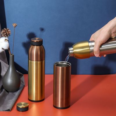 Αγορά 450ML 600ML Πλαστικό από ανοξείδωτο χάλυβα με ανοξείδωτο χάλυβα 2 σε 1 304 Ατσάλινο χάλυβα Καμπινγκ μπουκάλι νερού online manufacture