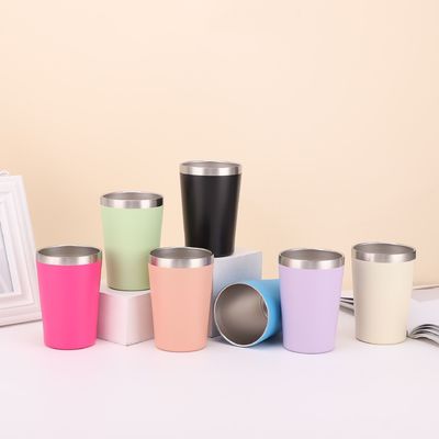 Αγορά 8oz/12oz Προσαρμοσμένο διπλό τοίχωμα ατσάλινο φλιτζάνι Ατσάλινο ατμοσφαιρικό μονωμένο καφέ με πλαστικό απαλλαγμένο από BPA κάλυμμα εύκολο στο καθαρισμό online manufacture