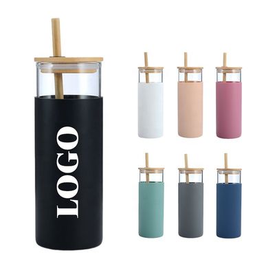 Αγορά Προσαρμοσμένο Διαφανές 500ml γυάλινο μπουκάλι για νερό επαναχρησιμοποιήσιμο γυάλινο μπουκάλι με μανίκι από σιλικόνη και άχυρο που εφαρμόζεται ως δώρα για τους υπαλλήλους φίλους συναδέλφους online manufacture