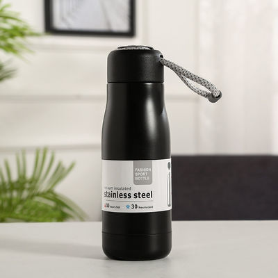 Αγορά 350 ml Χάλυβα από ανοξείδωτο μέταλλο επαναχρησιμοποιήσιμο μπουκάλι νερού με φορητό καπάκι Υδρομονωμένη θερμική φιάλη για ζεστά ή κρύα ποτά άμεση κατανάλωση μεσάνυχτα Μαύρο online manufacture