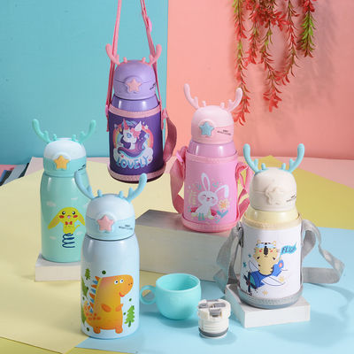 Αγορά OEM/ODM Αποδεκτό 500ml/16oz Παιδικά μπουκάλι νερού με άχυρο Θερμός ΒΡΑ δωρεάν κενό απομονωμένο αδιάβροχο Ιδανικό για κορίτσια / αγόρια Αθλητισμός online manufacture