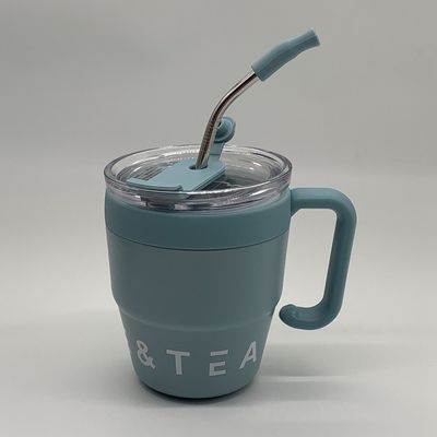 Αγορά Απομονωμένη ταξιδιωτική κούπα 1pcs 480ml Ατσάλινο φλιτζάνι καφέ με καπάκι από άχυρο Κούπα θερμότητας για ζεστά κρύα ποτά νερό τσάι γάλα γραφείο εξωτερικό φορητό μπουκάλι online manufacture