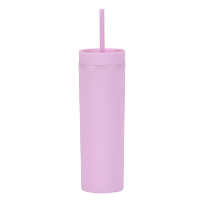 Αγορά 16oz πλαστικό αδύνατο καφέ με κάλυμμα και άχυρο χύδην 4 πακέτα μονωμένο διπλό τοίχωμα BPA δωρεάν ματ ακρυλικό επαναχρησιμοποιήσιμο κύπελλο πάρτι online manufacture