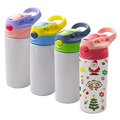 Αγορά 12oz Sublimation Blanks Sippy Cup Sublimation Tumblers για παιδιά Ατσάλι από ανοξείδωτο χάλυβα Απομονωμένο μπουκάλι νερού για βρέφη με στεγανό καπάκι από άχυρο και λαβή διαδικτυακή κατασκευή