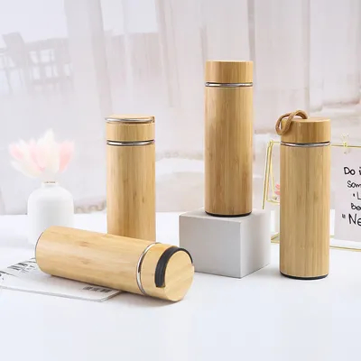 Αγορά 17 Oz-Bambuood Premium Vakuum Isolated από ανοξείδωτο χάλυβα Bamboo Tumbler Leak Proof Bamboo Tumbler Θερμός για χαλαρά φύλλα τσαγιού Καφέ Ποτά με φρούτα διαδικτυακή κατασκευή