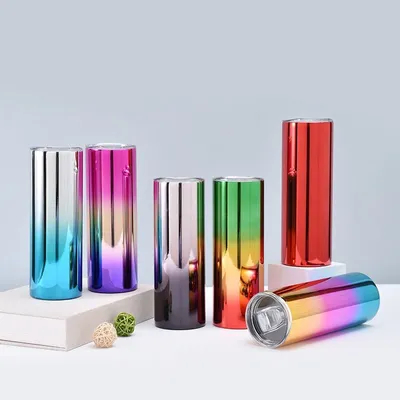 Αγορά 600 ml Κόκκινο μεταλλικό ποτό υλικό Custom 20 Oz Stainless Steel Tumbler Skinny Sublimation Wine Tumblers Εκτελεστικός καθρέφτης Χρομικό κύπελλο νερού ίσιο σώμα διαδικτυακή κατασκευή