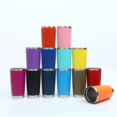 Αγορά Ταξιδιωτικό καφέ 20 Oz μονωμένη κούπα με καπάκι ατσάλινο φλιτζάνι για ζεστά και κρύα ποτά σκόνη επικαλυμμένη κίτρινο διαδικτυακή κατασκευή