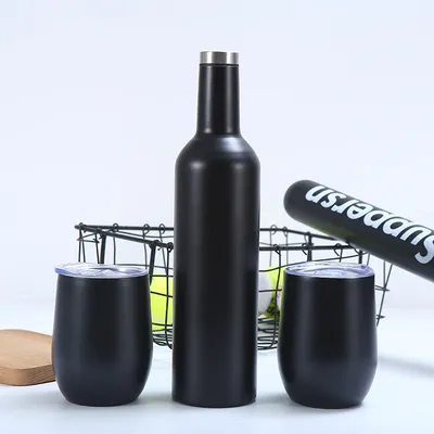 Αγορά Ατσάλινο κρασιού tumblers 2 Pack 12 Oz & 1 μονωμένο μπουκάλι κρασιού - Double Wall Vacuum μονωμένα ποτήρια κρασιού με κάλυμμα και καλαμάκια σετ διαδικτυακή κατασκευή