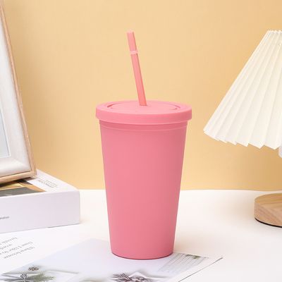 Αγορά Φωστική γλυκό χρώμα 450ml μπουκάλι νερού μονωμένο διπλό τοίχωμα πλαστικό μπουκάλι νερού με άχυρο για το γάλα ελαφρύ χρώμα και λογότυπο διαδικτυακή κατασκευή