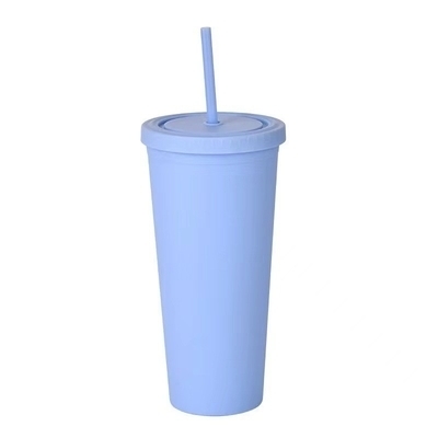 Αγορά Πολυχρωματικά 450/650ml Candy Color Διπλό μονωμένο πλαστικό tumblers Ακρυλικό ματ tumbler με άχυρο κενό σφραγισμένο μονωτικό design διαδικτυακή κατασκευή
