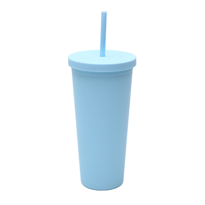 Αγορά 710 ml Double Wall Plastic Tumbler Bulk Reusable Skinny 24 Oz Acrylic Tumbler με κάλυμμα και άχυρο για νερό Παγωμένο καφέ τσάι μαλακό φινίρισμα διαδικτυακή κατασκευή