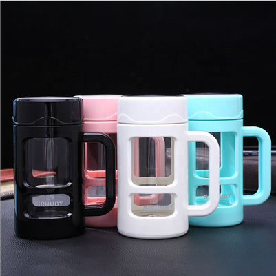 Αγορά Προσαρμοσμένο μοντέρνο 16oz 450ml γυάλινο μπουκάλι με απομονωμένο νερό τσαγιού φιάλη με προστατευτικό μανίκι θήκη λαβή ευρύ στόμα μεγάλη χωρητικότητα διαδικτυακή κατασκευή