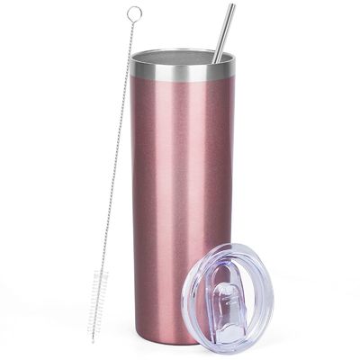 Μεγάλη μόνωση 600 ml αδύνατη ατσάλινη κατσαρόλα ευθεία κενή λευκή 20 ουγκιών μόνωση κατσαρόλα με καπάκι και άχυρο μεμονωμένα δώρο κουτί