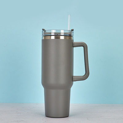 40 Oz Tumbler με χερούλι και καλαμάκι Μαύρο Ανθεκτικό στον ιδρώτα από ανοξείδωτο χάλυβα Απομονωμένο διπλό τοίχωμα Tumblers με καπάκια και καλαμάκια Απαλλαγμένο από BPA