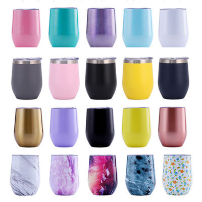 12 Oz Απομονωμένο κρασί Tumbler με κάλυμμα και άχυρο από ανοξείδωτο χάλυβα Stemless κρασί Tumbler