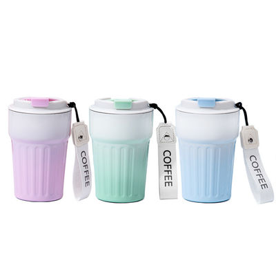 16 Oz ταξιδιωτική κούπα καφέ διαρροής-απορρόφηση μονωμένο καφέ από ανοξείδωτο χάλυβα κούπα με κάλυμμα και σιλικόνη θάλασσα, διπλό τοίχωμα κενό ταξιδιωτικά καφέ tumblers, κάλυμμα ποτηριού φιλικό επαναχρησιμοποιήσιμη Thermos-Lilac