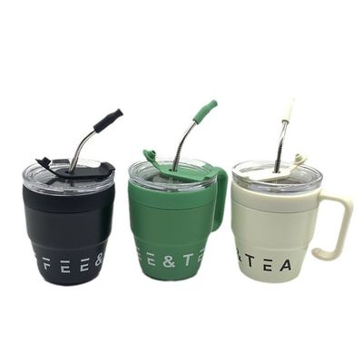 Κύπελλο καφέ με λαβή και καπάκι από άχυρο 480ML Κύπελλο ταξιδιού Κύπελλο νερού Κύπελλο γάλακτος Κύπελλο από ανοξείδωτο χάλυβα Υλικό κατάλληλο για ποτά Κύπελλο άχυρο Κύπελλο