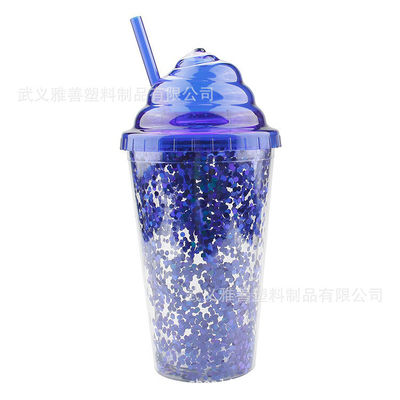 Κρέμα Straw Cup Κοριτσίστικο πλαστικό διπλά στρώμα ποτήρι νερού Προσαρμογή λογότυπο δώρο