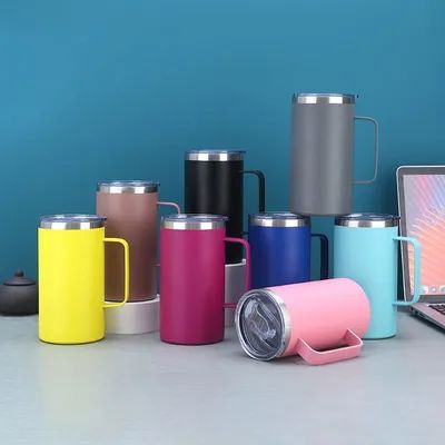 Απευθείας πίεση Αδιάβροχη Κούπα Απομόνωσης Κουπίου Διπλής Τείχνης Κούπα Μπίρας από ανοξείδωτο χάλυβα με λαβή και καπάκι Εύκολο στη διατήρηση Πολλαπλές επιλογές χρώματος