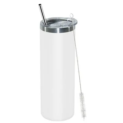 20oz από ανοξείδωτο χάλυβα διπλό τοίχωμα απομόνωση κενού Tumblers με κάλυμμα και άχυρο για ζεστά κρύα ποτά λευκό