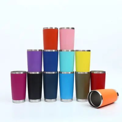 Ταξιδιωτικό καφέ 20 Oz μονωμένη κούπα με καπάκι ατσάλινο φλιτζάνι για ζεστά και κρύα ποτά σκόνη επικαλυμμένη κίτρινο