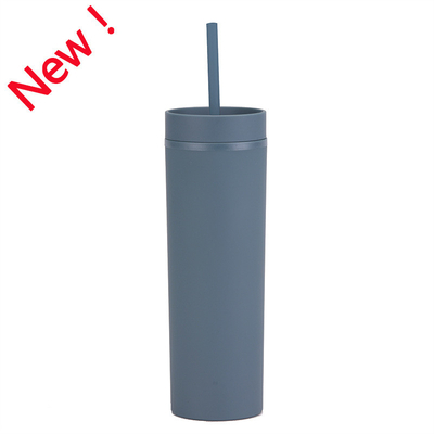 Skinny Tumbler με Καπάκια και Καλαμάκια 16Oz Ματ Βαθύ Κόκκινο Χονδρικής Επαναχρησιμοποιήσιμο Πλαστικό Ακρυλικό Διπλού Τοιχώματος Tumbler για Κρύα Ζεστά Ποτά Καφέ DIY