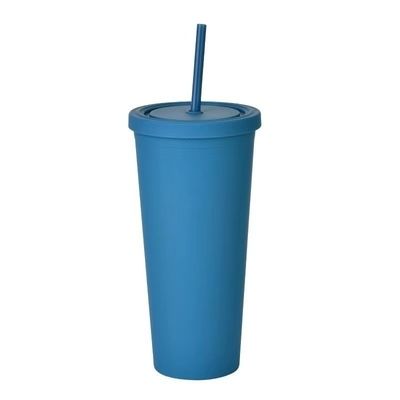 RTS 24oz AS/PS υλικό Custom Τυπωμένα πλαστικά Tumblers επαναχρησιμοποιήσιμα διπλό τοίχωμα πλαστικό φλιτζάνι με άχυρο γλυκό χρώμα μη ολισθητικό φιλικό προς το περιβάλλον