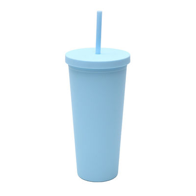 710 ml Double Wall Plastic Tumbler Bulk Reusable Skinny 24 Oz Acrylic Tumbler με κάλυμμα και άχυρο για νερό Παγωμένο καφέ τσάι μαλακό φινίρισμα