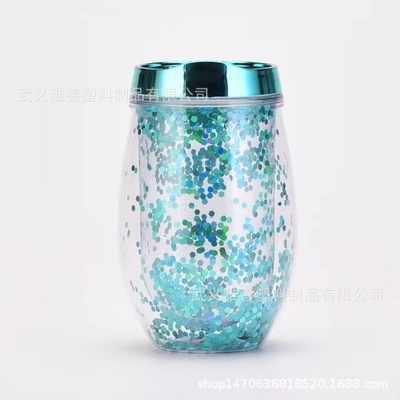 Amazon U-shaped 12oz Ποτήρι Κρασιού Θήκη Αυγού Διπλής Στρώσης Φορητό Πλαστικό Ποτήρι Ποτό Νερού για Εξωτερικούς Χώρους