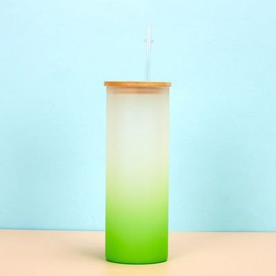 360/480ML 2Pack 16oz γυάλινο μπουκάλι νερού με κλίση παγωμένο γυαλί Sublimation μπουκάλι νερού με κάλυμμα από μπαμπού ελαφρύ υψηλή αντοχή